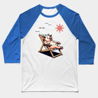 Piggy laying on a beach chair Baseball T-Shirt